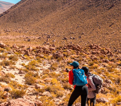 Couple hiking in the Atacama Desert.