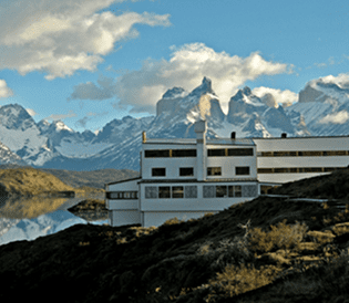 Explora Patagonia Lodge with views to the Pehoe Lake