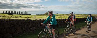 People biking in Easter Island.