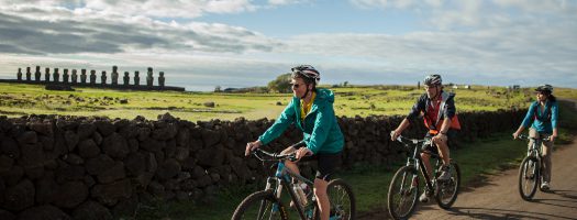 People biking in Easter Island.