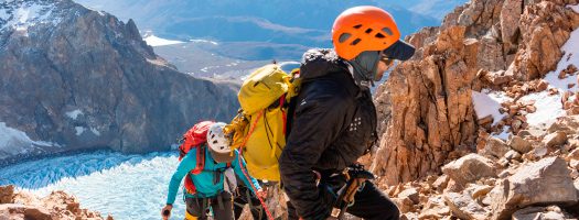 People hiking the Fitz Roy in El Chaltén.