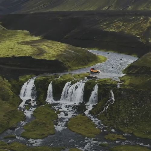 Crossing Iceland River in the Highlands