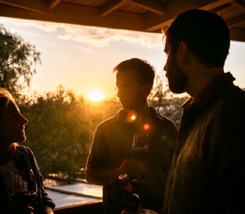 Friends having a glass of wine in Atacama
